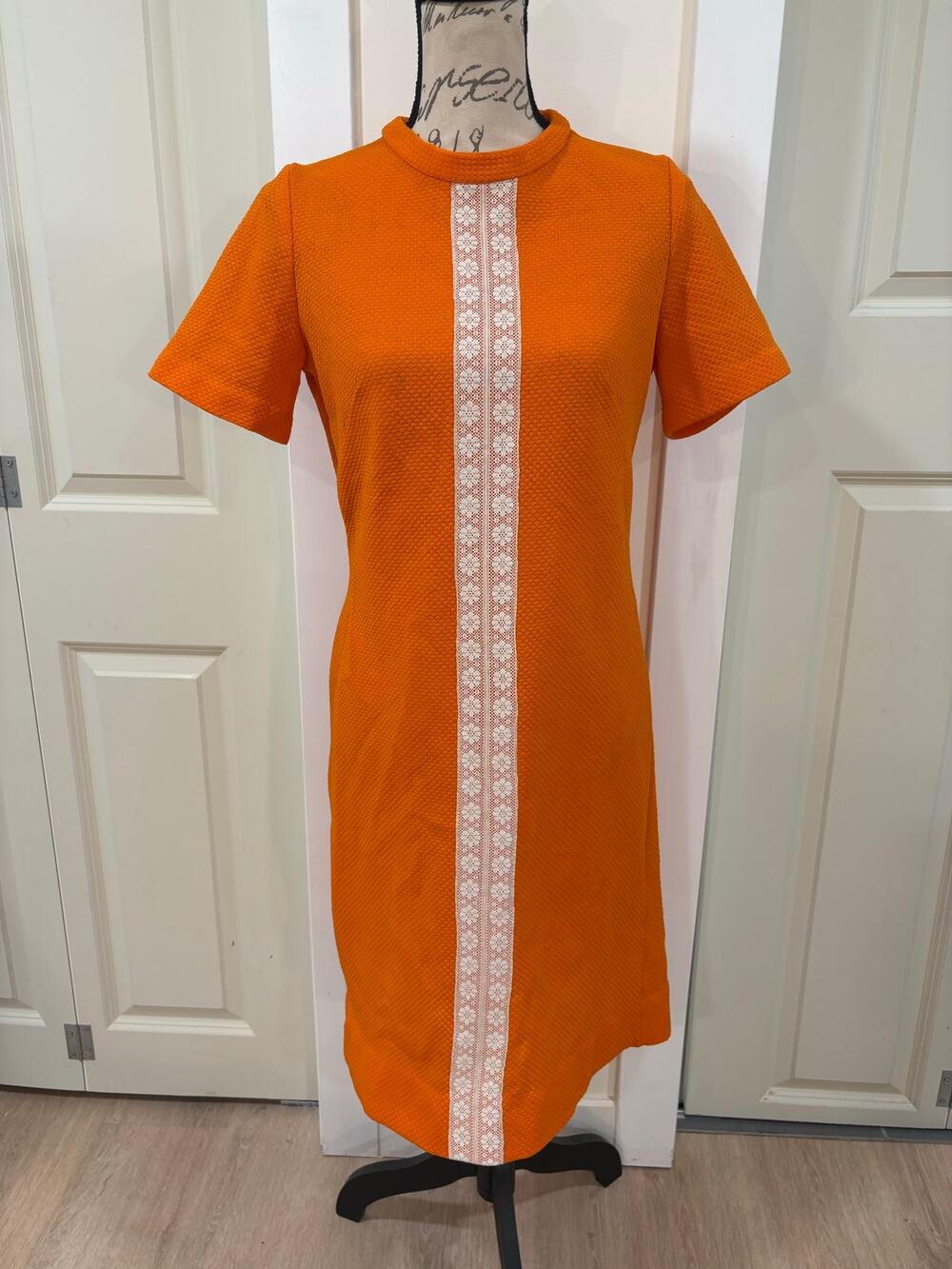 Vintage 60s Handmade Orange Mod Dress